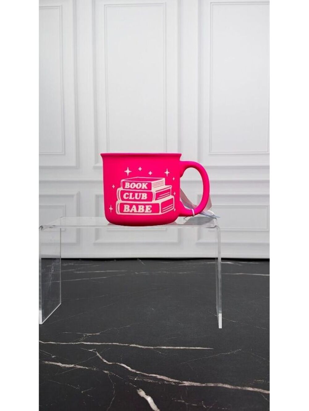 Sunday Morning Ceramics Book Club Babe Hot Pink 18 oz Coffee Mug NWT